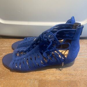 Sam Edelman blue suede tie sandals